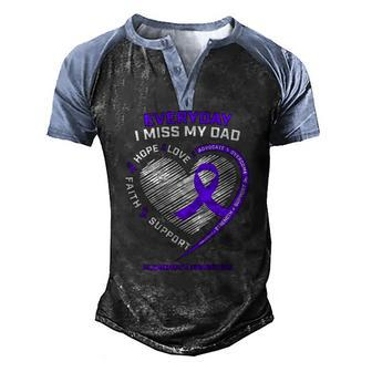 In Memory Dad Purple Alzheimers Awareness Men's Henley Raglan T-Shirt | Mazezy
