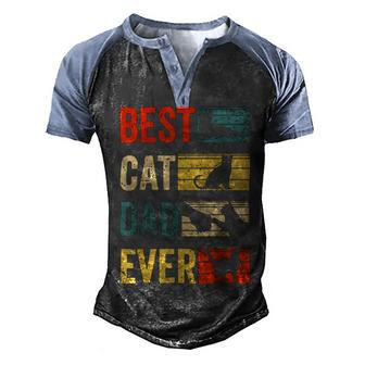 Mens Best Cat Dad Ever Funny Fathers Day Gifts 461 Trending Shirt Men's Henley Shirt Raglan Sleeve 3D Print T-shirt | Favorety