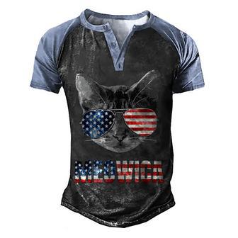 Meowica Funny Cat Patriotic Usa Shirt American Flag 544 Trending Shirt Men's Henley Shirt Raglan Sleeve 3D Print T-shirt | Favorety UK