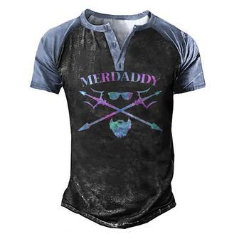 Mens Merdaddy Security Merman Merdad Daddy Costume Fathers Day Men's Henley Raglan T-Shirt | Mazezy