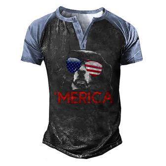 Merica Bernese Mountain Dog American Flag 4Th Of July Men's Henley Raglan T-Shirt | Mazezy