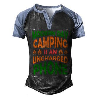 Modern Day Camping Is An Uncharged Phone Men's Henley Shirt Raglan Sleeve 3D Print T-shirt | Favorety CA