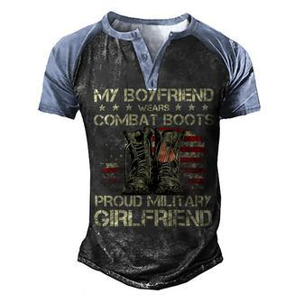 My Boyfriend Wears Combat Boots Proud Military Girlfriend T-Shirt Men's Henley Shirt Raglan Sleeve 3D Print T-shirt - Monsterry DE