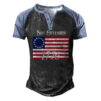 Not Offended 1776 Vintage Betsy Ross Flag Usa 2Nd Amendment Men's Henley Raglan T-Shirt | Mazezy