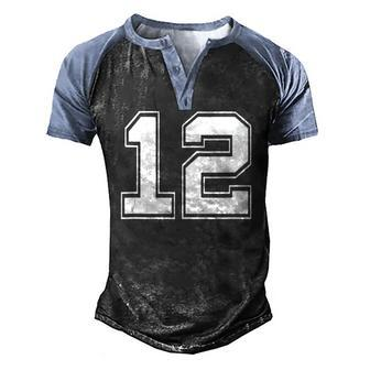 Number 12 Baseball Football Soccer Fathers Day Men's Henley Raglan T-Shirt | Mazezy