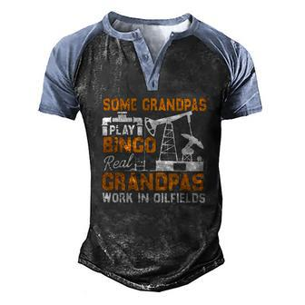 Oilfield Worker Grandpa Roughneck Grandfather Oil Rig Men's Henley Raglan T-Shirt | Mazezy