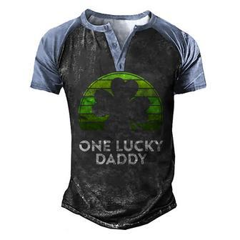 Mens One Lucky Daddy Shamrock Sunset Irish St Patricks Day Men's Henley Raglan T-Shirt | Mazezy