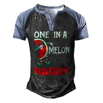 One In A Melon Daddy Dabbing Watermelon Men's Henley Raglan T-Shirt | Mazezy