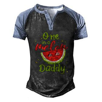 One In A Melon Daddy Watermelon Family Matching Men Men's Henley Raglan T-Shirt | Mazezy
