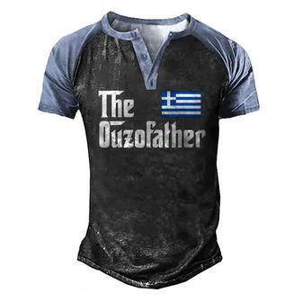 The Ouzo Father Greek Flag Men's Henley Raglan T-Shirt | Mazezy