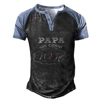 Papa On Cloud Wine New Dad 2018 And Baby Men's Henley Raglan T-Shirt | Mazezy