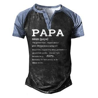 Mens Papa Definition Noun Nutrition Fathers Day Grandpa Men's Henley Raglan T-Shirt | Mazezy