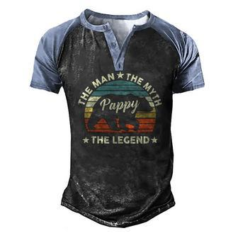Mens Pappy Bear For Fathers Day The Man Myth Legend Men's Henley Raglan T-Shirt | Mazezy