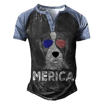 Patriotic American Usa Flag Funny Merica Beagle 54 Beagle Dog Men's Henley Shirt Raglan Sleeve 3D Print T-shirt - Seseable