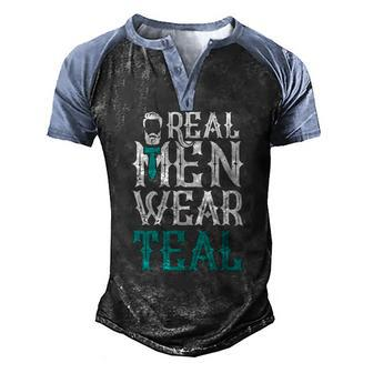 Pcos Awareness Real Men Wear Teal Men's Henley Raglan T-Shirt | Mazezy