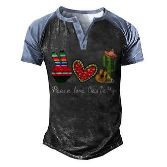 Peace Love Cinco De Mayo Funny Men's Henley Shirt Raglan Sleeve 3D Print T-shirt - Monsterry