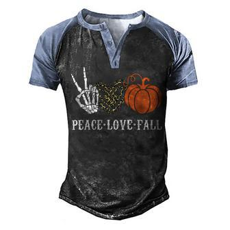 Peace Love Fall Peace Love Pumpkin Men's Henley Shirt Raglan Sleeve 3D Print T-shirt - Monsterry DE