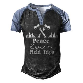 Peace Love Field Trips Vintage Gift Men's Henley Shirt Raglan Sleeve 3D Print T-shirt - Monsterry AU
