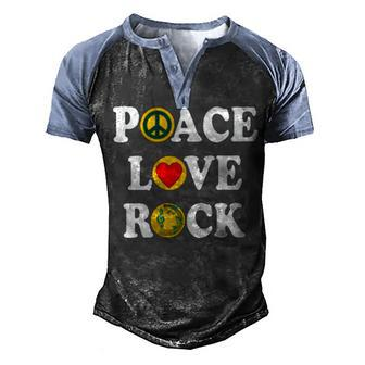 Peace Love Rock V2 Men's Henley Shirt Raglan Sleeve 3D Print T-shirt - Monsterry
