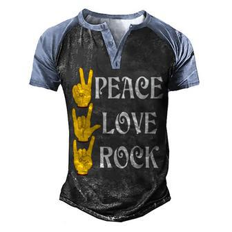Peace Love Rock V3 Men's Henley Shirt Raglan Sleeve 3D Print T-shirt - Monsterry AU