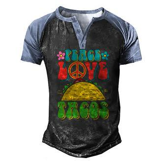 Peace Love Tacos Groovy For Retro Hippie Men's Henley Raglan T-Shirt | Mazezy