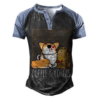 Pembroke Welsh Corgi Dog Coffee Lover Caffeine Corgi Mom Dad V2 Men's Henley Shirt Raglan Sleeve 3D Print T-shirt - Monsterry UK