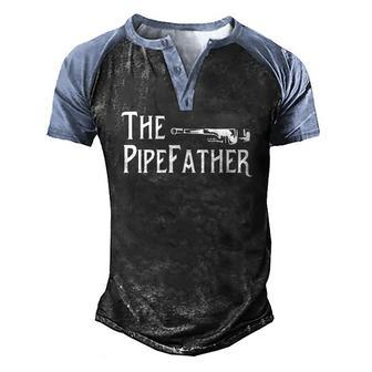 Mens The Pipe Father Plumbing Joke Costume Plumber Men's Henley Raglan T-Shirt | Mazezy