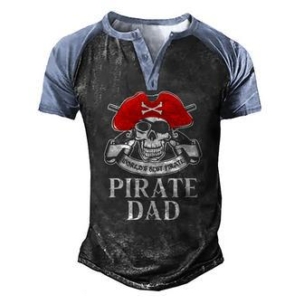 Mens Pirate Dad Worlds Best Pirate Men's Henley Raglan T-Shirt | Mazezy