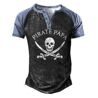 Pirate Papa Halloween Costume For Dad Men's Henley Raglan T-Shirt | Mazezy