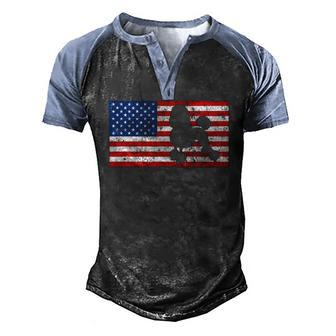 Poodle S Poodle 4Th Of July Flag America Men's Henley Raglan T-Shirt | Mazezy