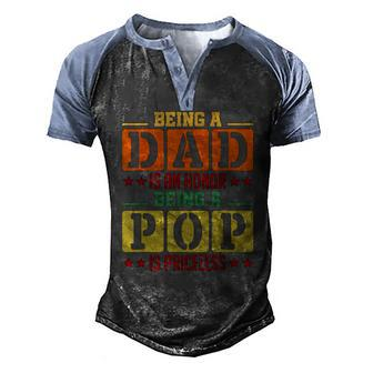 Being A Pop Is Priceless Grandpa Men's Henley Raglan T-Shirt | Mazezy