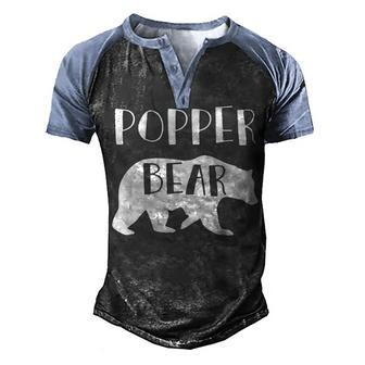 Popper Grandpa Gift Popper Bear Men's Henley Shirt Raglan Sleeve 3D Print T-shirt - Seseable