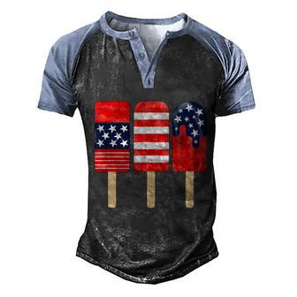Popsicle Red White Blue American Flag 4Th Of July Independence Day Men's Henley Shirt Raglan Sleeve 3D Print T-shirt - Monsterry AU