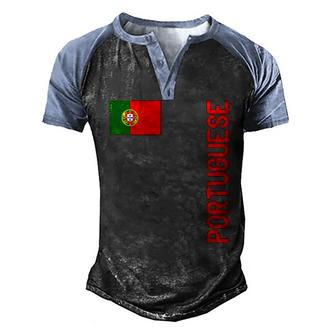 Portuguese Flag And Portugal Roots Men's Henley Raglan T-Shirt | Mazezy