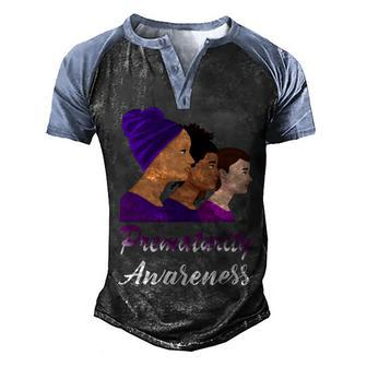 Prematurity Awareness Purple Women Prematurity Prematurity Awareness Men's Henley Shirt Raglan Sleeve 3D Print T-shirt - Monsterry