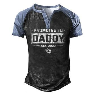 Mens Promoted To Daddy 2022 For Fathers Day First Time Dad Men's Henley Raglan T-Shirt | Mazezy