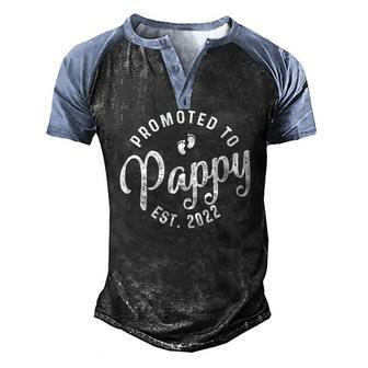 Promoted To Pappy 2022 For First Time Fathers New Dad Men's Henley Raglan T-Shirt | Mazezy