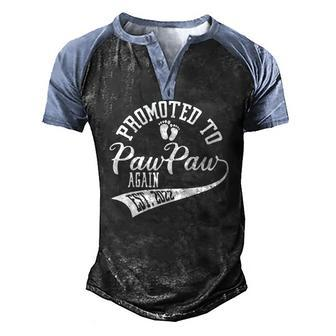 Promoted To Pawpaw Again 2022 Cute New Daddy For Men Men's Henley Raglan T-Shirt | Mazezy