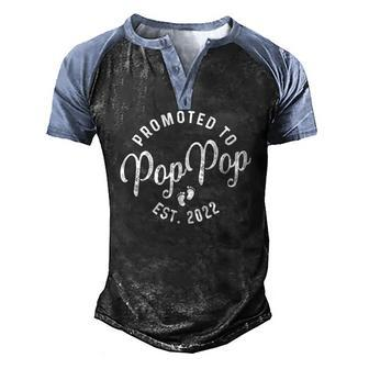 Promoted To Poppop 2022 For First Time Fathers New Dad Men's Henley Raglan T-Shirt | Mazezy