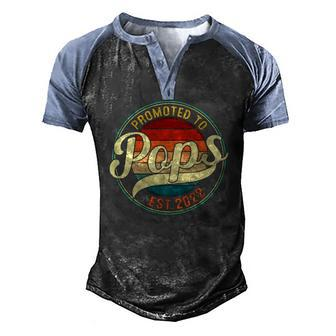Promoted To Pops Est 2022 Soon To Be Pregnancy Announcement Men's Henley Raglan T-Shirt | Mazezy