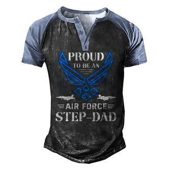Proud Air Force Step-Dad American Flag Men's Henley Raglan T-Shirt | Mazezy