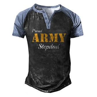 Proud Army Stepdad Fathers Day Men's Henley Raglan T-Shirt | Mazezy