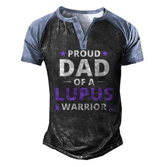 Proud Dad Of A Lupus Warrior Lupus Awareness Purple Ribbon Men's Henley Raglan T-Shirt | Mazezy