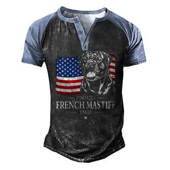 Proud French Mastiff American Flag Patriotic Dog Men's Henley Raglan T-Shirt | Mazezy