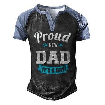 Proud New Dad Its A Boy Gender Reveal Party Men's Henley Raglan T-Shirt | Mazezy