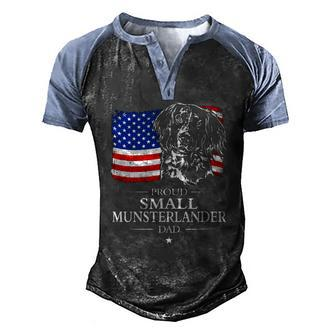 Mens Proud Small Munsterlander Dad American Flag Patriotic Dog Men's Henley Raglan T-Shirt | Mazezy