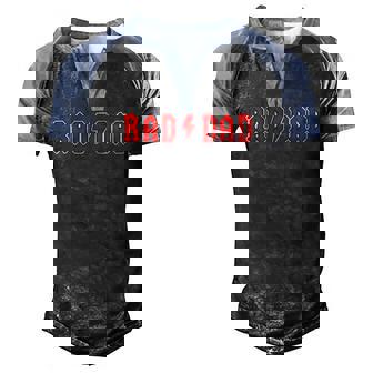 Mens Rad Dad Cool Vintage Rock And Roll Fathers Day Papa Men's Henley Raglan T-Shirt | Mazezy