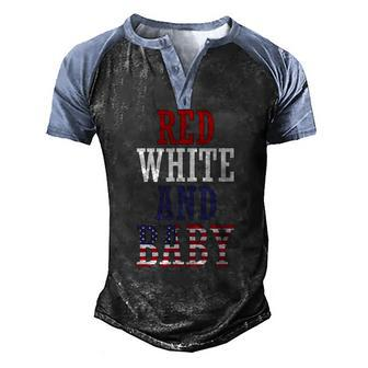 Red White And Baby 4Th July Pregnancy Announcement Men's Henley Raglan T-Shirt | Mazezy