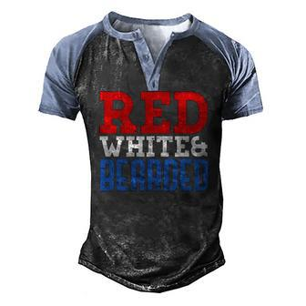 Red White And Bearded 4Th Of July Pride Patriot Men Men's Henley Raglan T-Shirt | Mazezy