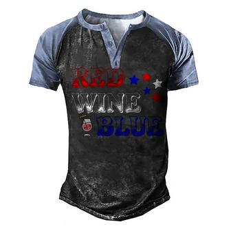 Red Wine Blue 4Th Of July Wine Red White Blue Wine Glasses V3 Men's Henley Shirt Raglan Sleeve 3D Print T-shirt | Favorety UK